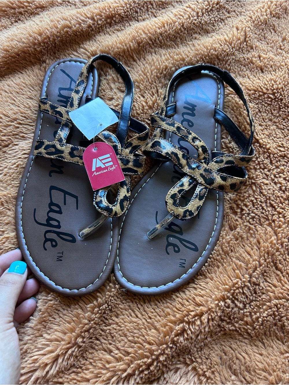 American Eagle Leopard Print Knot Toe-Loop Sandals - Brown